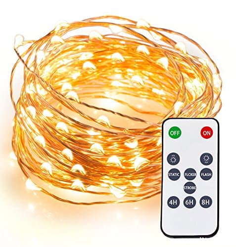 LED String Starry Lights, Qoolife Warm White LED Lights on Flexible Waterproof Copper Wire - 100 LEDs, 33ft Strand