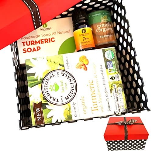 NEW Turmeric Lovers Healthy Gift Box Bundle from Sublime Naturals, with Natural Turmeric Soap, Organic Turmeric Tea, Turmeric Essential Oil & Simply Organic Turmeric Spice.