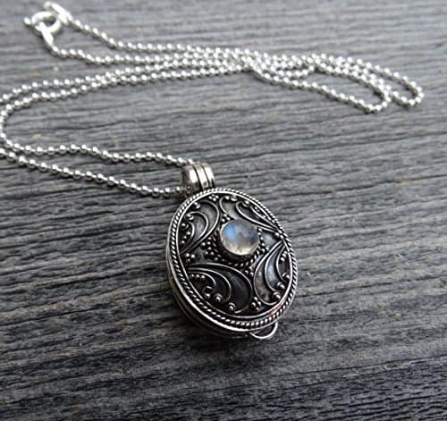 Sterling Silver cremation Urn for Ashes Keepsake moonstone memorial for ashes hair funeral flowers death of mom or loved one stillbirth miscarriage death of pet