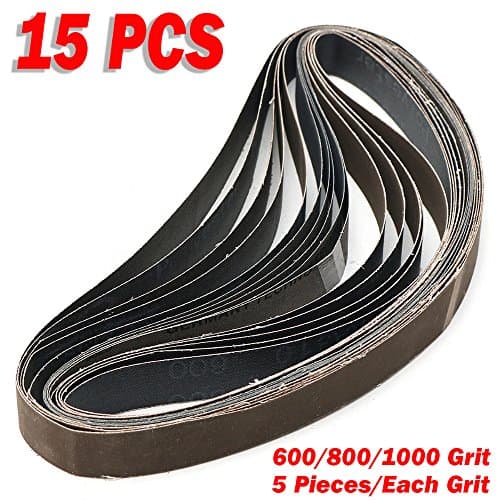 15PCS 1"x30" Sanding Sander Belts 600 800 1000 High Grit Polishing Aluminum Oxide(Dark Red)