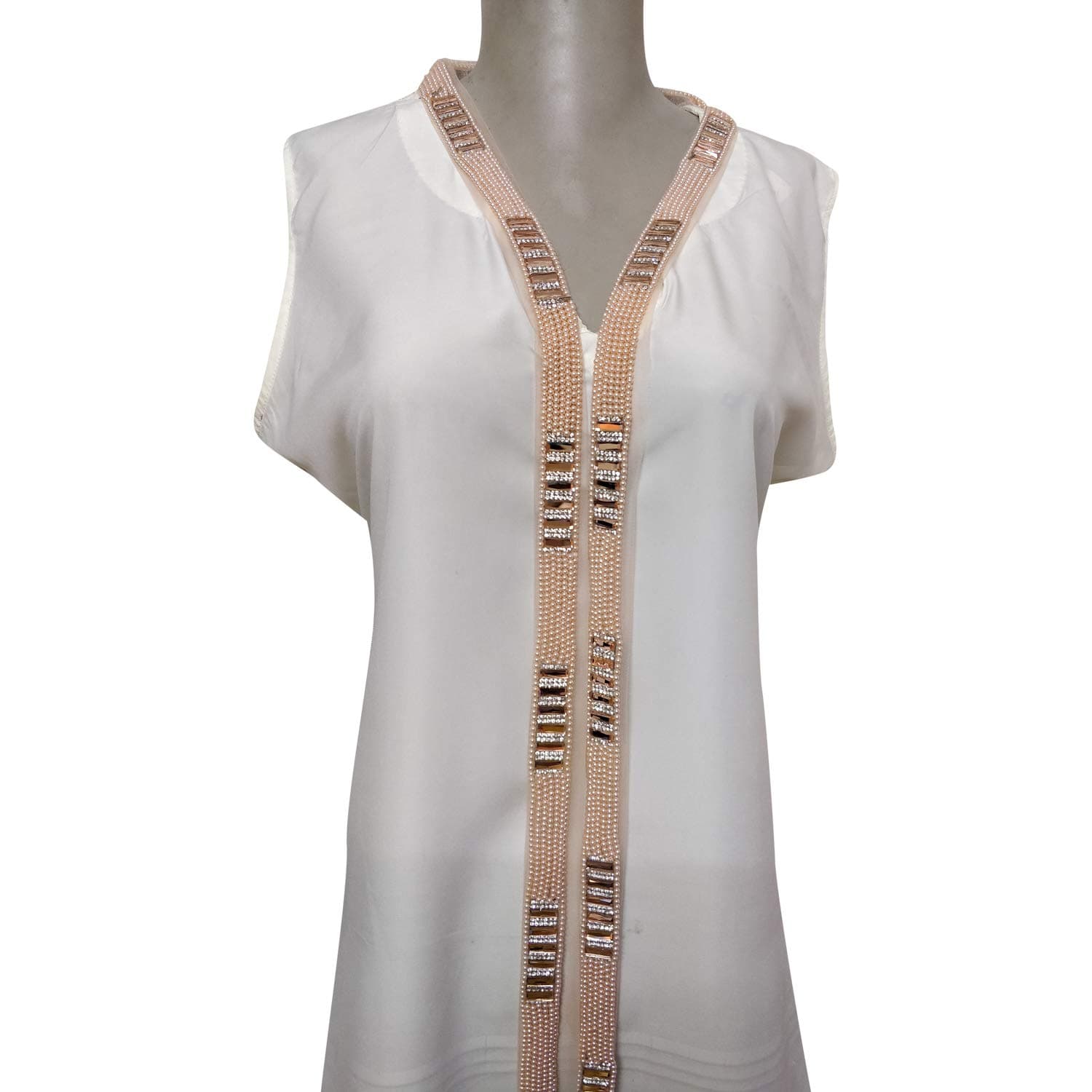 Sofias Fashion DIY 3 Yards Peach Lace with Beadwork, Stonework and Diamonds