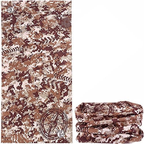 16-in-1 Neck Gaiter [Camo] - Versatile UV Sun Protection - Military Headwear, Headband, Bandana, Balaclava, Helmet Liner for Hunting Fishing Camping Hiking Motorcycle (Desert Digital Camo)