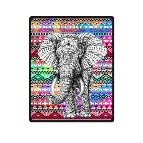 Generic Personalized Colorful Aztec Series Beautiful Elephant Fleece Throw Blanket 40" x 50"