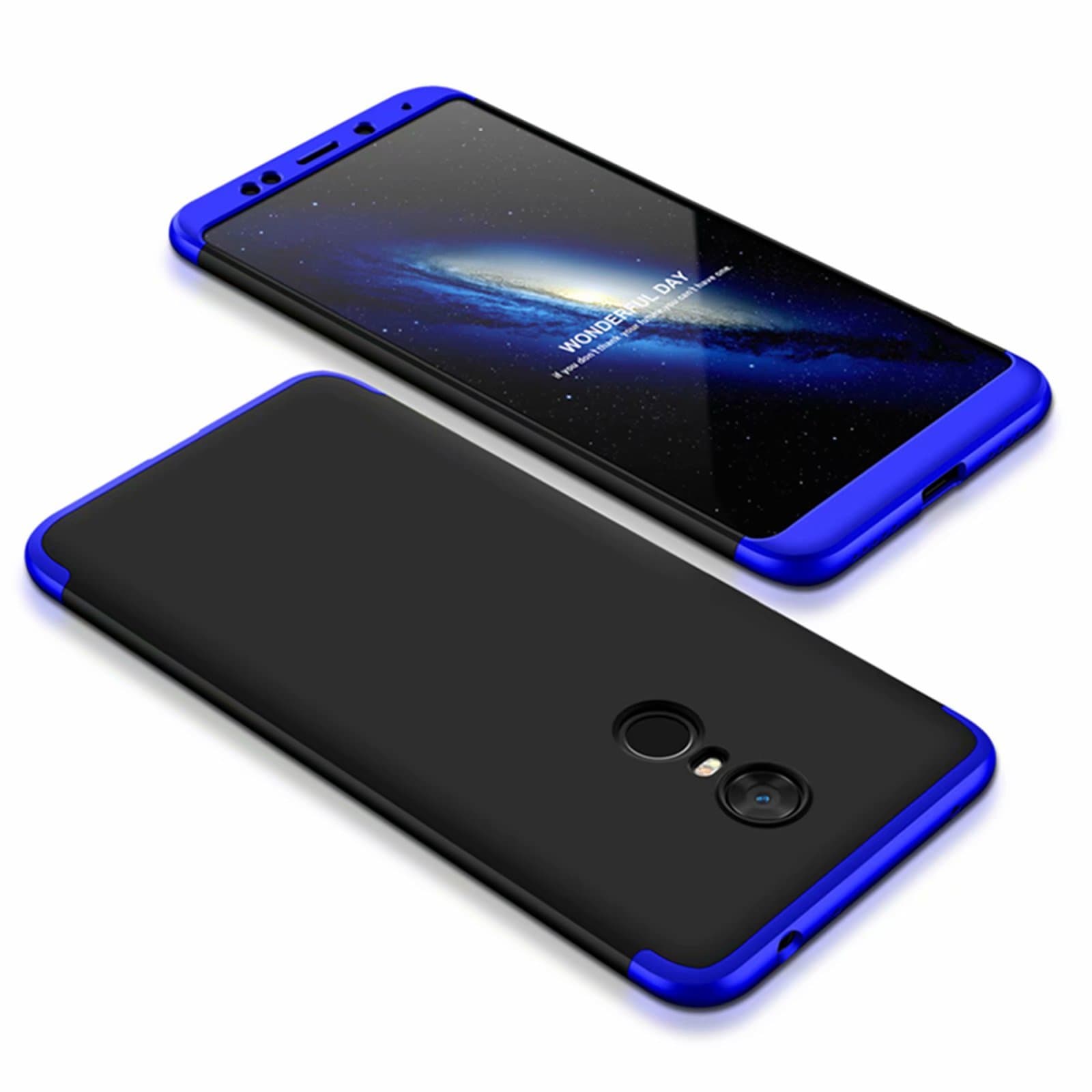 DESCHE Xiaomi Redmi 5 Plus Case Blue black PC Hard 360 Degrees Full Body Protective Cover Ultra-thin Anti-Scratch Bumper Matte Phone Case 3 in 1 Blue black