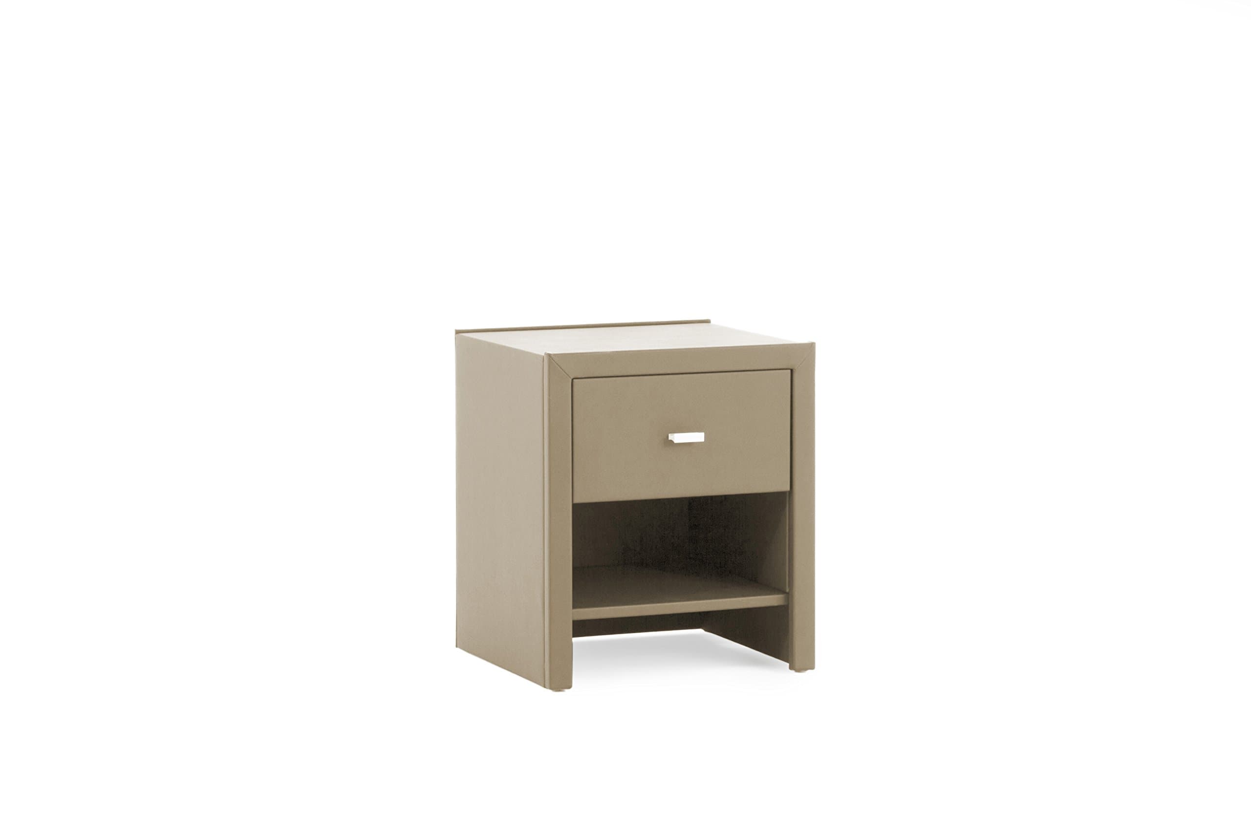 DICO Delta Bedside Table w 47 x H 54 x 41 cm Leather Look Beige