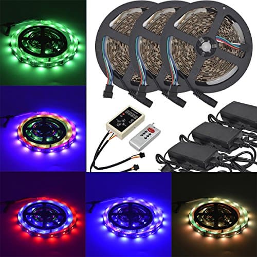 6803 IC RGB Magic Dream Color Multicolors LED Strip Lights Full Set ( Strip Lights + Remote Controller + Power Adapter ) Non-waterproof (15m/49ft)