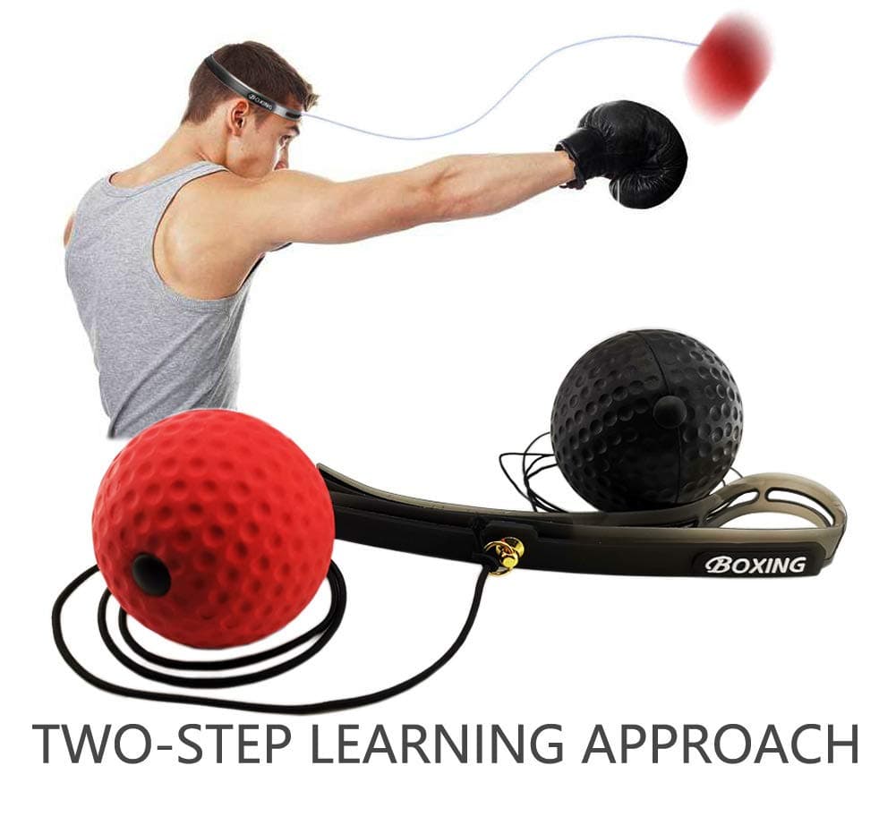 KANOA Boxing Reflex Ball, 2 Difficulty Level Boxing Ball with Headband, Perfect for Reaction, Agility, Punching Speed, Fight Skill and Hand Eye Coordination Training
