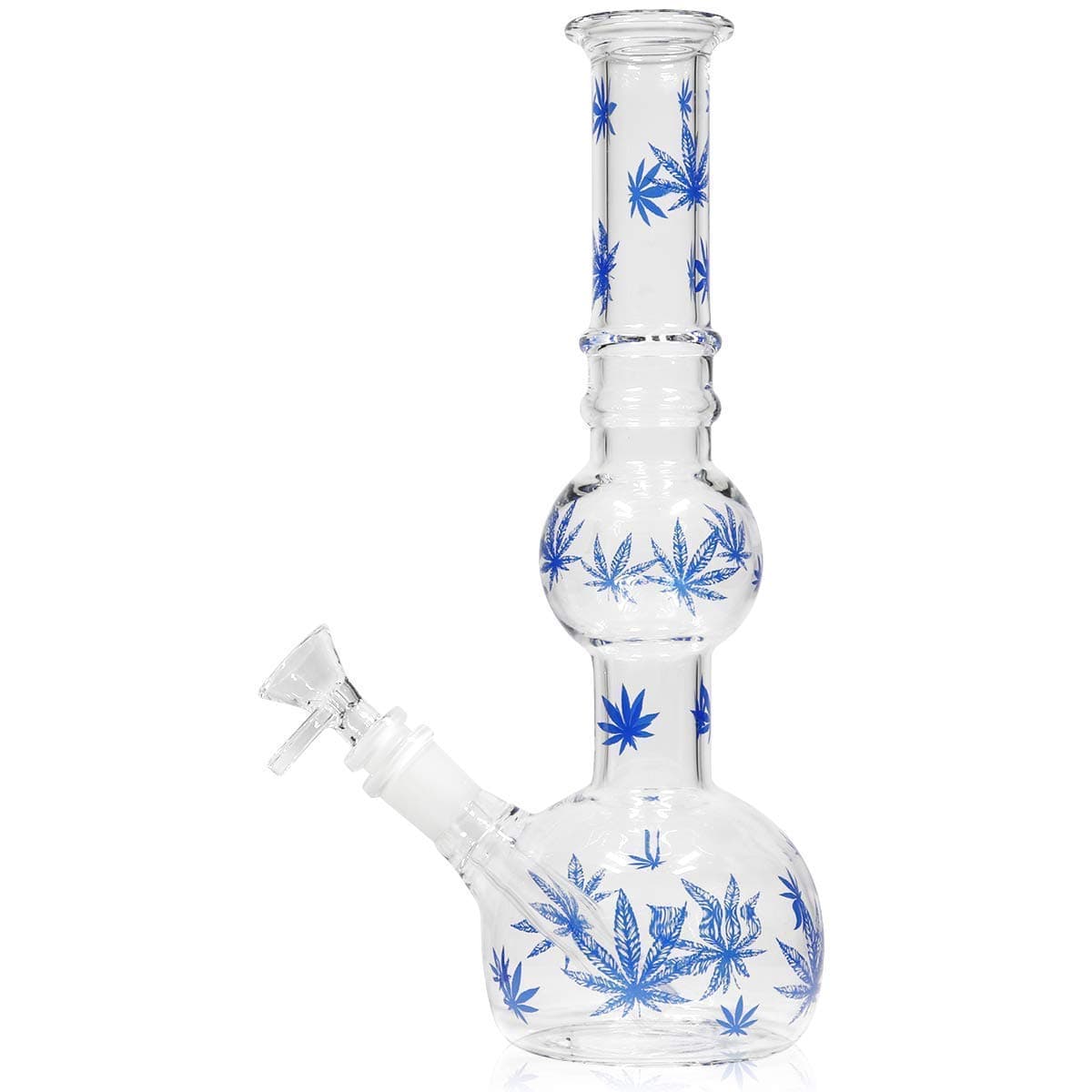 Kiwini Handmade Leaf Pattern Glass Crafts Water Beaker 11.5 Inch Blue