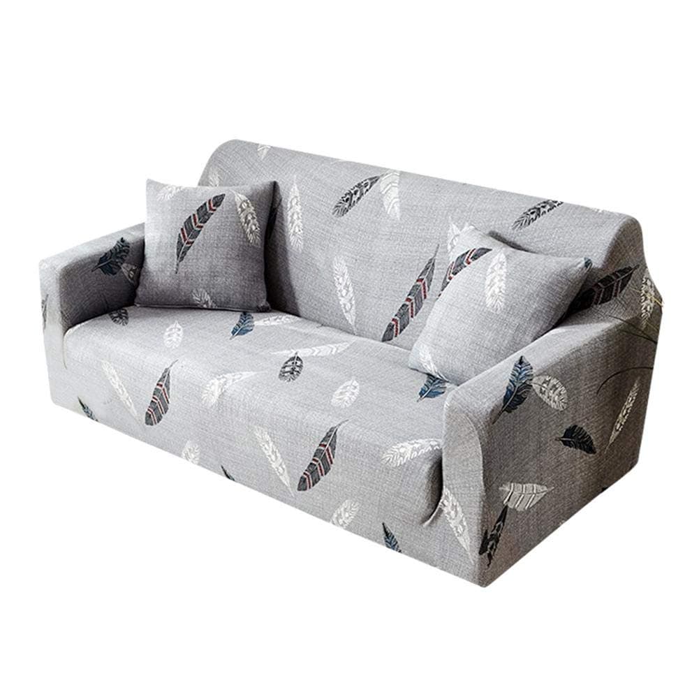 Sofa Slipcovers, Feathers Print Stretch Tight Wrap Slipcovers Elastic Sofa Cover - 1 Seater