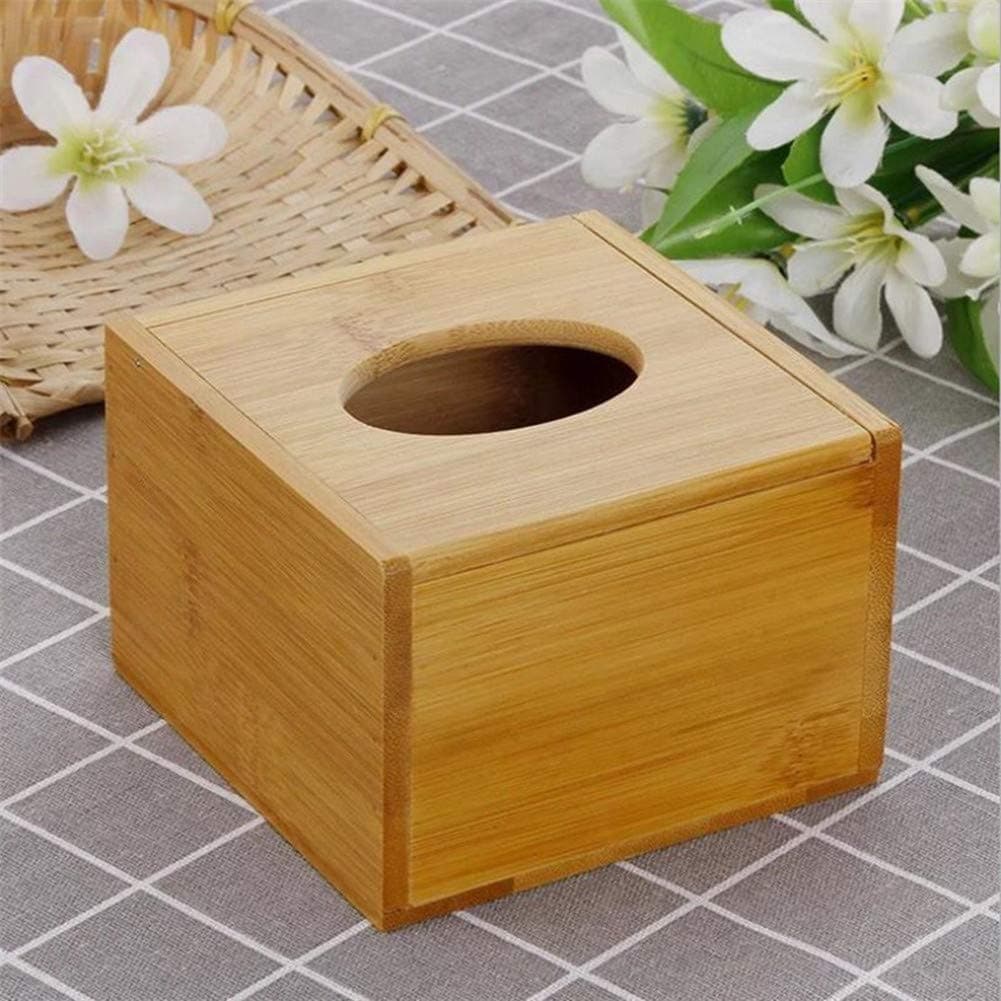 Hrpa Bamboo Tissue Box,Hand-Made to Accommodate Most Tissue Boxes,Suitable for Living Room,Bathroom,Desk,Car Tissue Box (B)