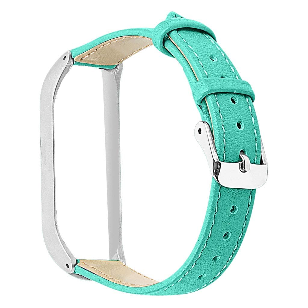 TeaBoy Leather Bands Compatible with Xiaomi Mi Band 4/3, Replacement Sport Slim Leather Accessories Bracelet Wristbands Strap with Protector Case for Mi Band 4