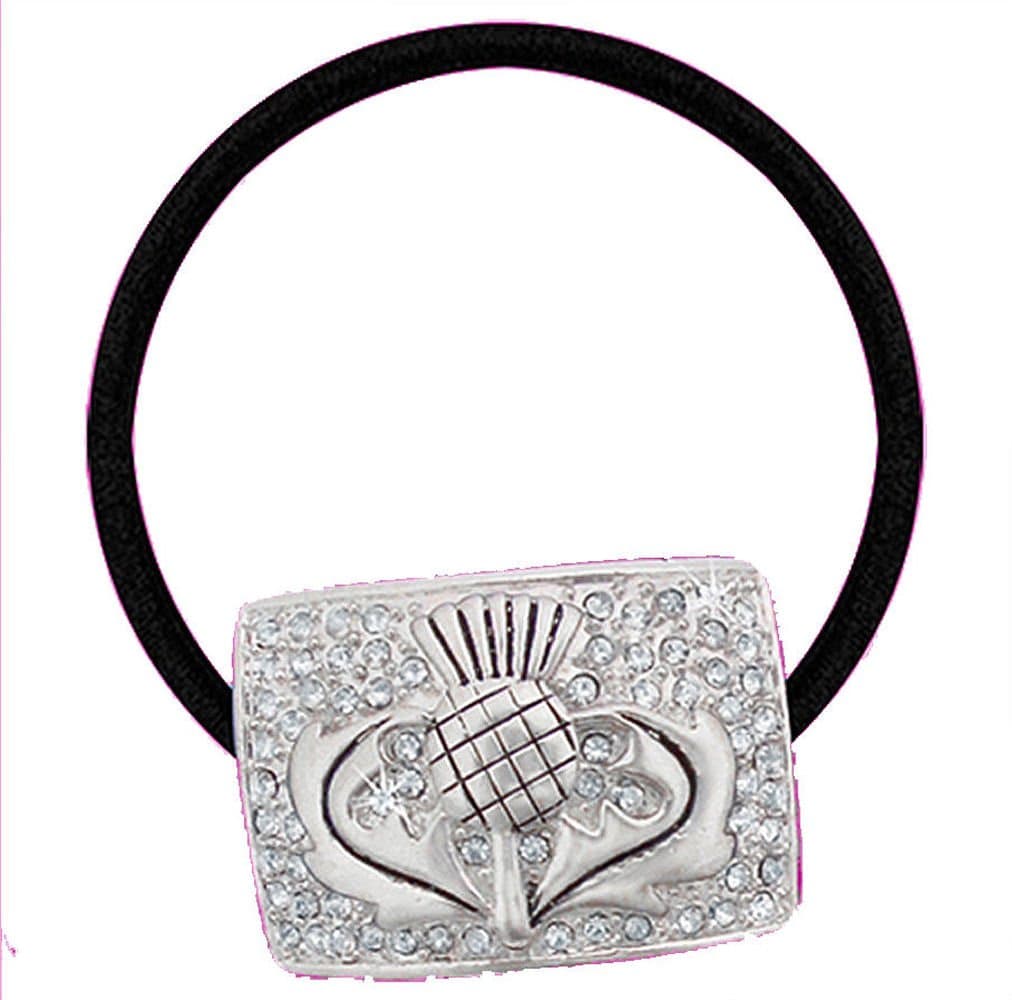 Scottish Thistle 'Bling' Hair Tie - with Clear CZ