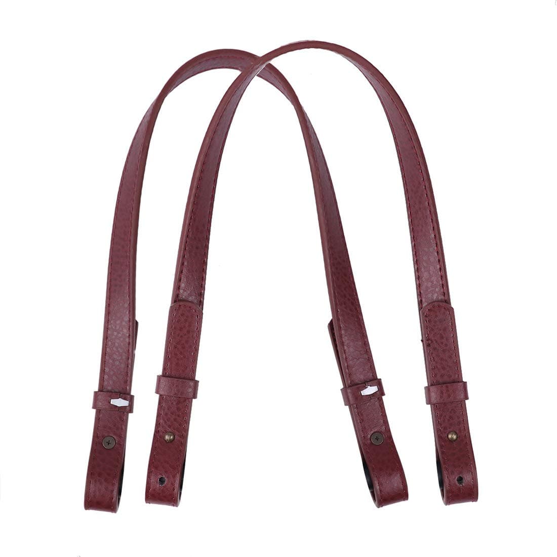 HinLot Pack of 2 Adjustable Shoulder Bag Strap, Classic PU Leather Replacement Strap for Handbag Purse (Wine)