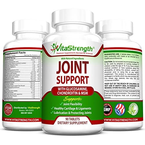 Joint Support with Glucosamine, Chondroitin &amp; MSM – 1000 Milligrams Glucosamine – Promotes Healthy Cartilage &amp; Ligaments – Encourages Joint Flexibility – 90 Tablets