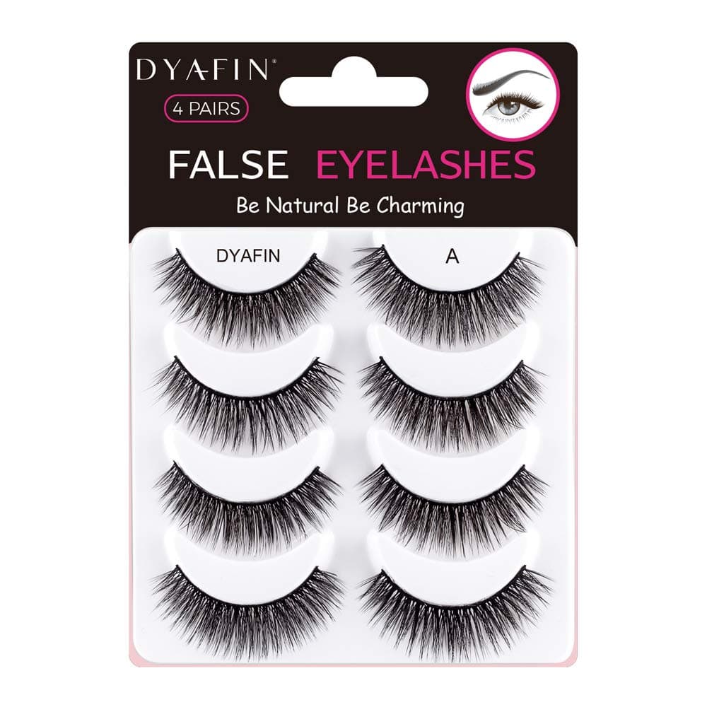DYAFIN 3D Mink False Eyelashes Handmade Reusable Lightweight Soft Professional False Lashes Full Cover Black Band No Glue Fake Eyelashes