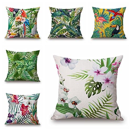 Throw Pillow Covers Cotton Linen Sofa Cushions Case Standard 18 x 18 for Couch Set of 6
