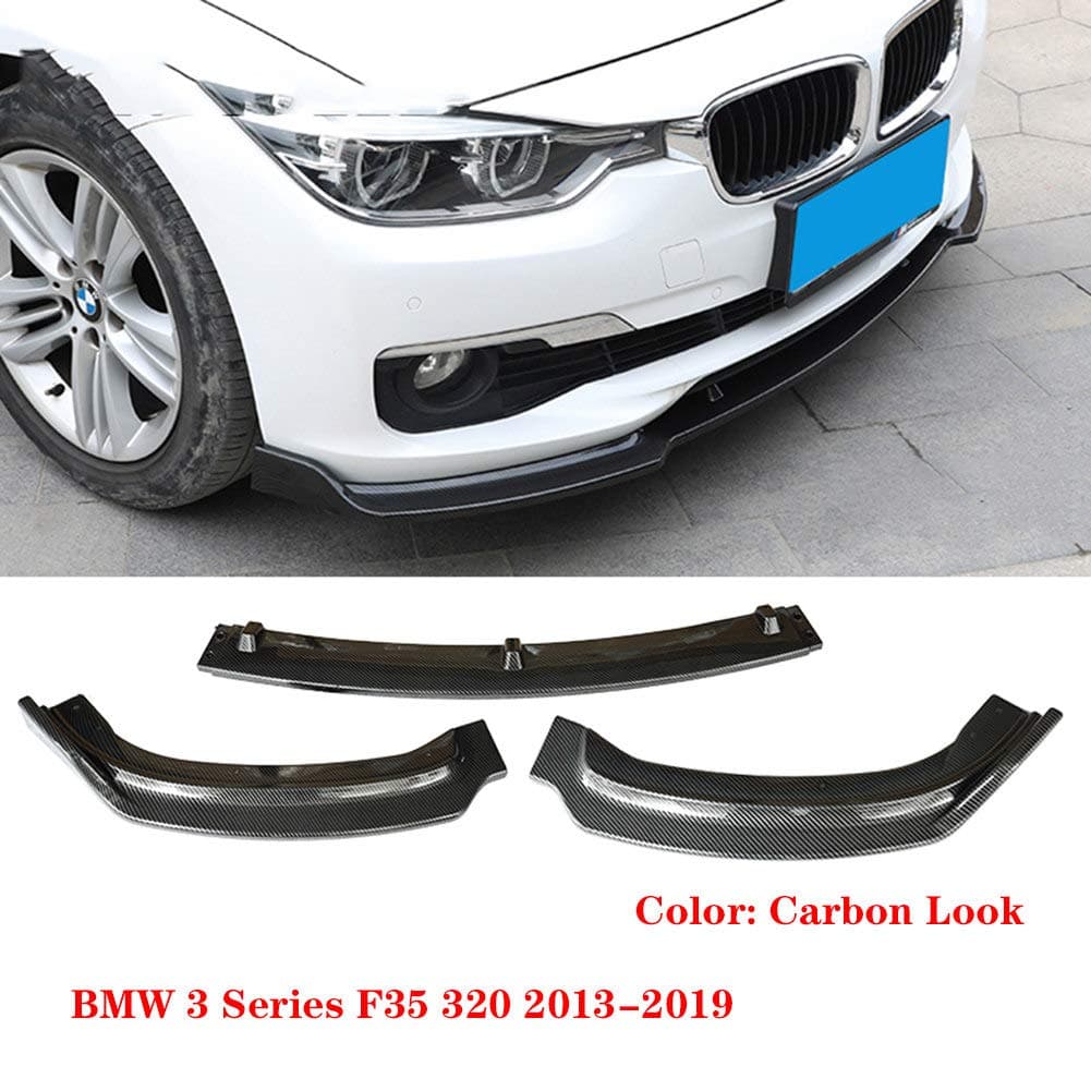 LSYBB 3 PCS Split ABS Front Bumper Lip Shovel Chin Spoiler Diffuser For BMW 3 Series F30 F35 320 2013-2019 Standard Car Styling,Carbonfiber-look