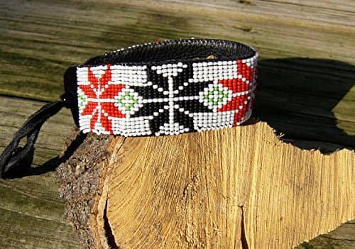 Native American style handmade beaded leather bracelet