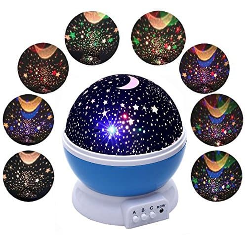 [Newest Generation] Ponvey Night Lighting Project/ Lamp, Romantic Rotating Combos Projector Perfect for Kids Bedroom/ Christmas Gift (Star Sky Moon, Blue)