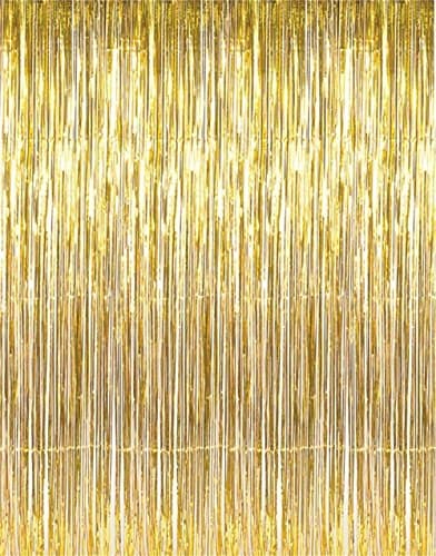 Max Metallic Gold Foil Fringe Curtains(3 ft X 8 ft) Door Window Curtain Party Decoration (3)