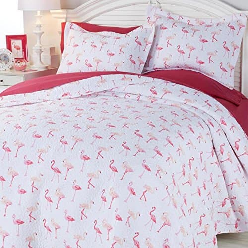 Concierge Collection Elements Conversational 3-piece Quilt Set - King - Flamingo