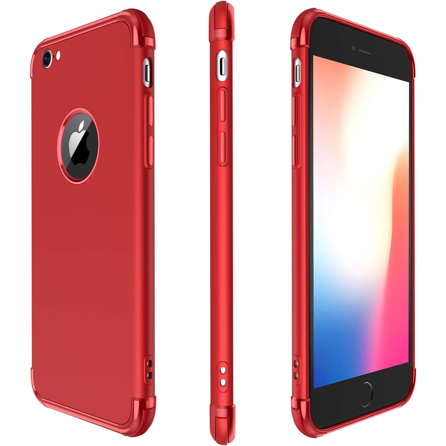 iPhone 6S Plus Case, Meifigno 3 in 1 Stylish Soft TPU Case [Shock Absorption] with Premium Air Bumper Protection [Compatible with Wireless Charging] for Apple iPhone 6 Plus/ 6S Plus Phone Case - Red
