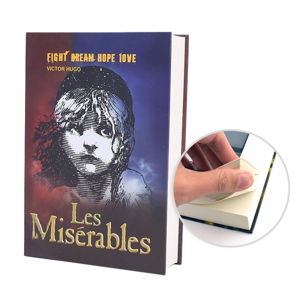 Real Paper Book Locking Booksafe with Key Lock Dictionary Secret Hidden Safe (Les Miserables)