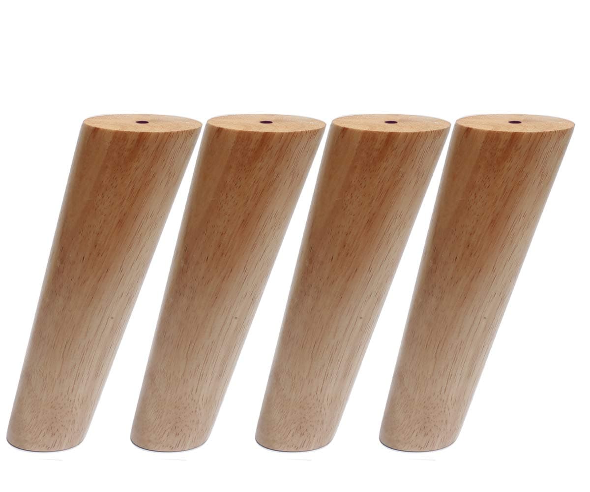 Round Solid Wood Furniture Legs Sofa Replacement Legs Perfect for Mid-Century Modern/Great IKEA hack for Sofa, Couch, Bed, Coffee Table (Original Wood Color, 8 Inches,Set of 4)