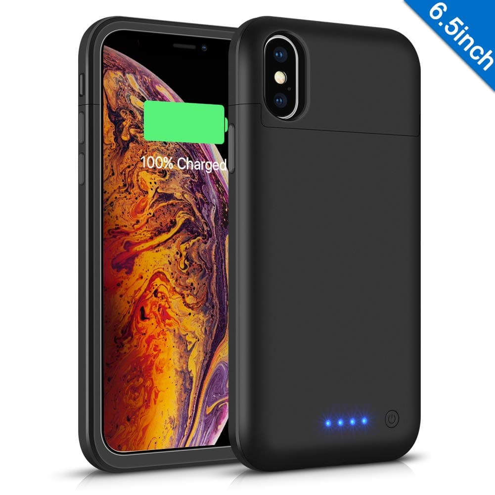 Battery Case for iPhone Xs Max, TQTHL 6200mAh Portable External Charging Case for iPhone Xs Max (6.5 inch) Rechargeable Charger case battery Pack -Black