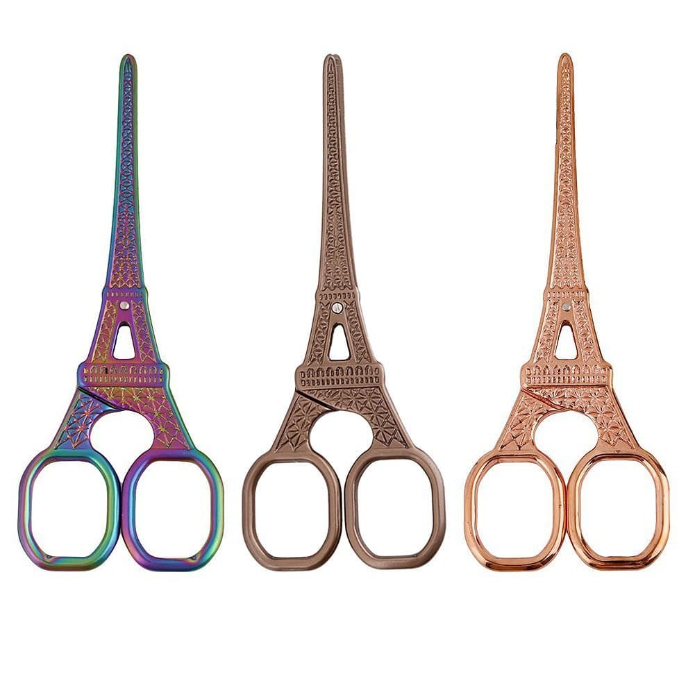 3 PCS Embroidery Scissors Vintage Eiffel Tower Shears 5-1/2 Inch Retro Sewing Small Yarn Scissor for Crafting Art Work Cut Dressmaking Threading Needlework Office by JINJIAN - Rainbow