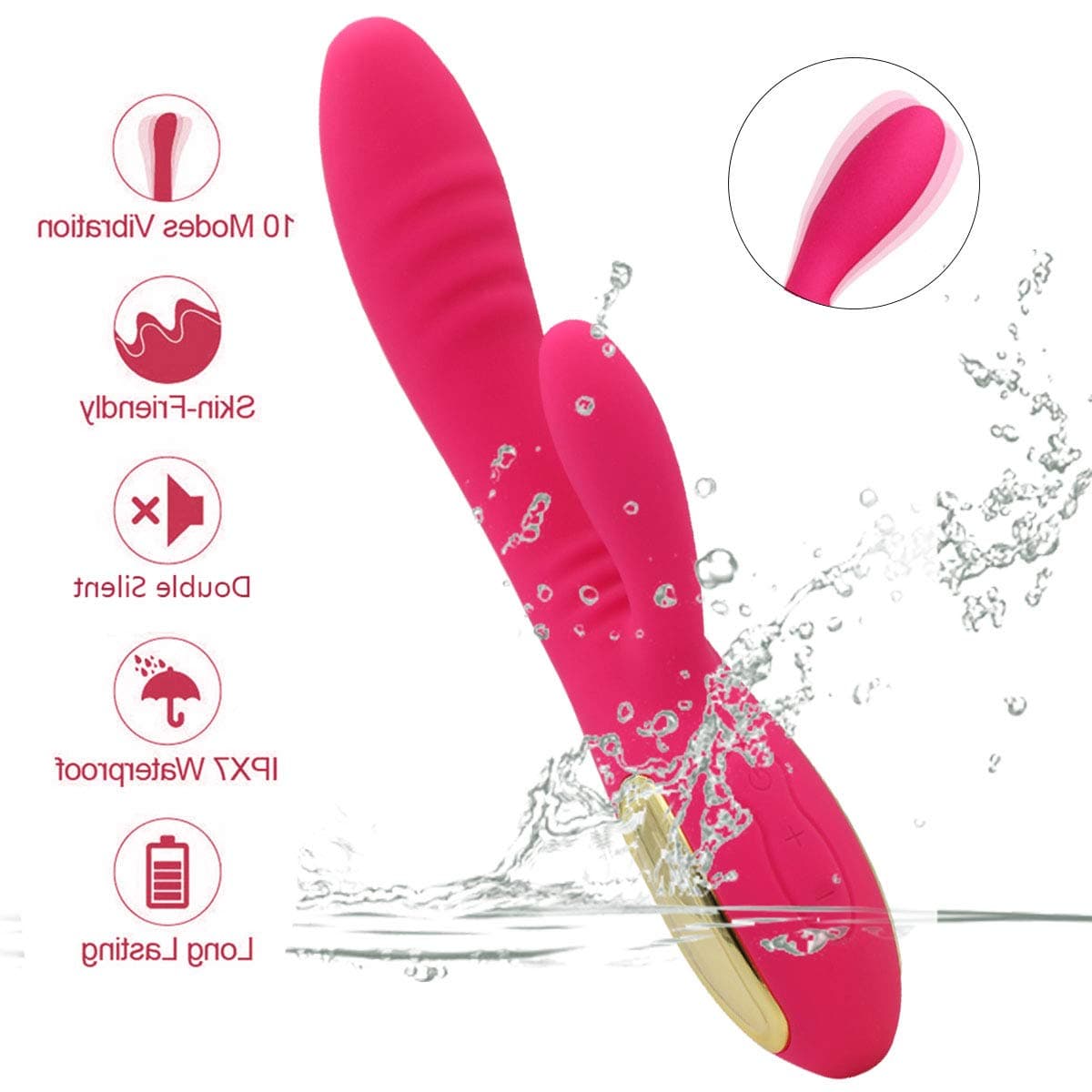 V-Î-Brâtor LED New Massage Wand with USB Cable Rechargeable,Whisper Quiet Safe Silcione Waterproof Handheld, Cordless, 12x Vibrations Adjustable for Neck Shoulder Back Body,Sports Release (Pink)