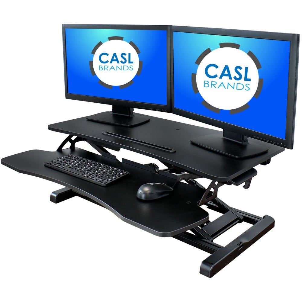 CASL Brands Height Adjustable Standing Desk Converter, Ergonomic Sit to Stand Desktop Riser, 31 Inch Wide Tabletop Workstation