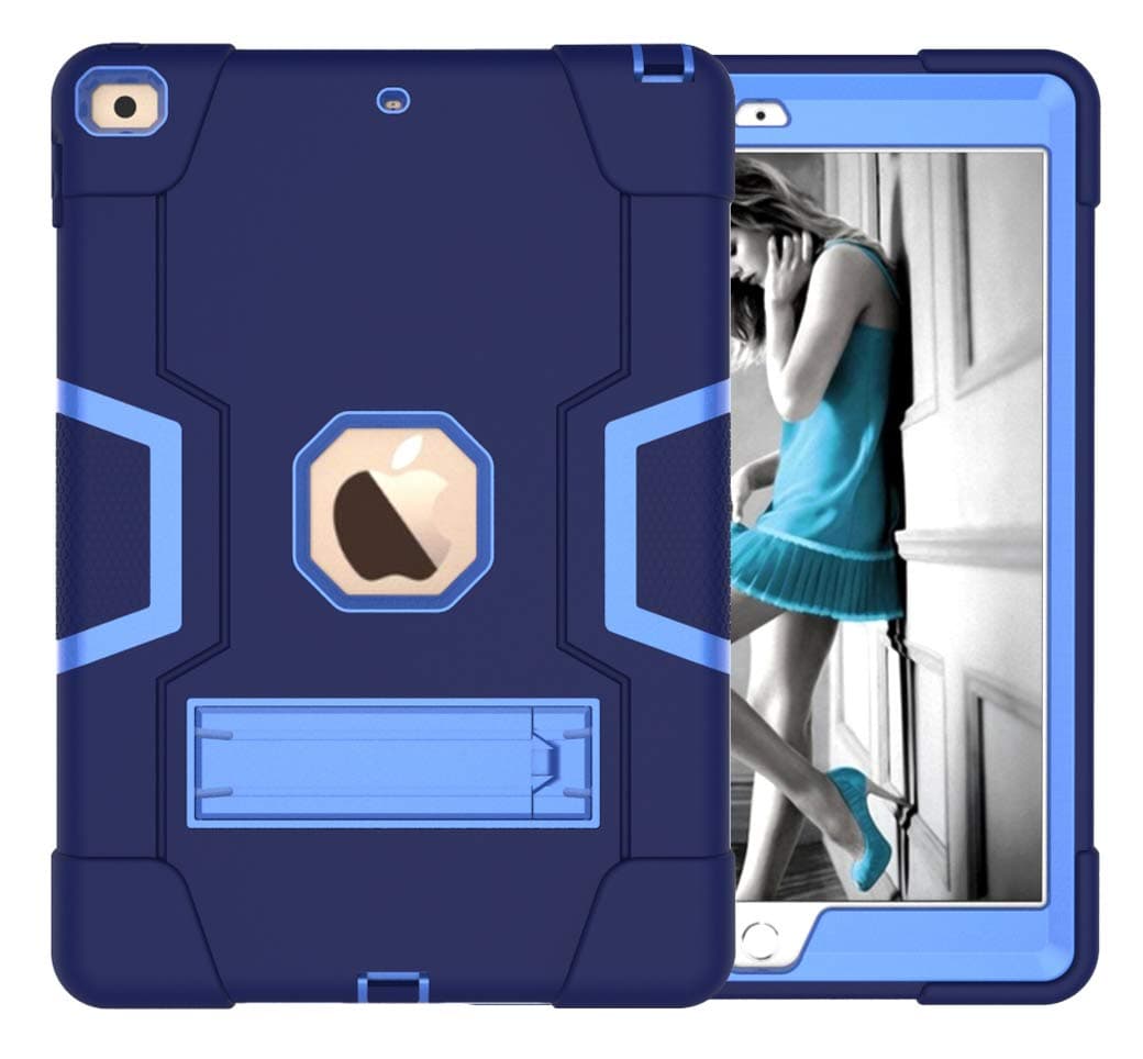 TianTa iPad 10.2 Case 2020 iPad 8th Generation / 2019 iPad 7th Generation Case, Heavy Duty Defender Shockproof Protective with Built-in Kickstand for 10.2" iPad 8th Gen & 7th Gen - NavyBlue/Blue