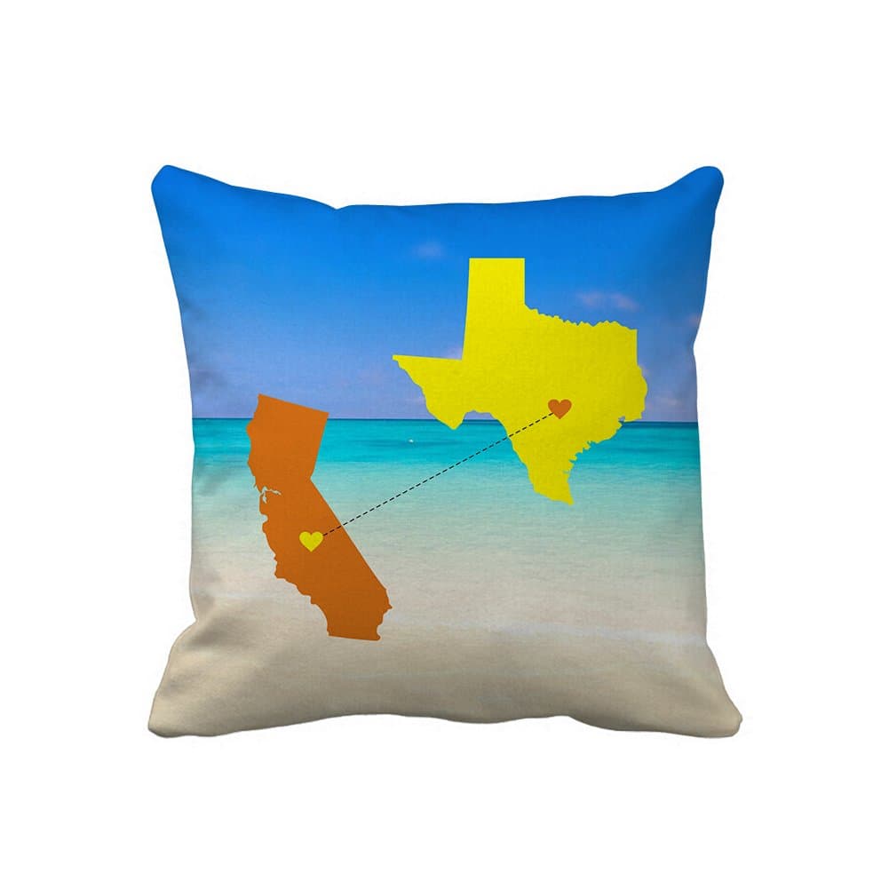 Long Distance Relationship Pillow Case Personalised Decorative Beach Decor Pillow Cover for Living Room Long Distance Relationship Gifts Canvas Cushion Cover with Zip Standard Pillowcase 18x18"