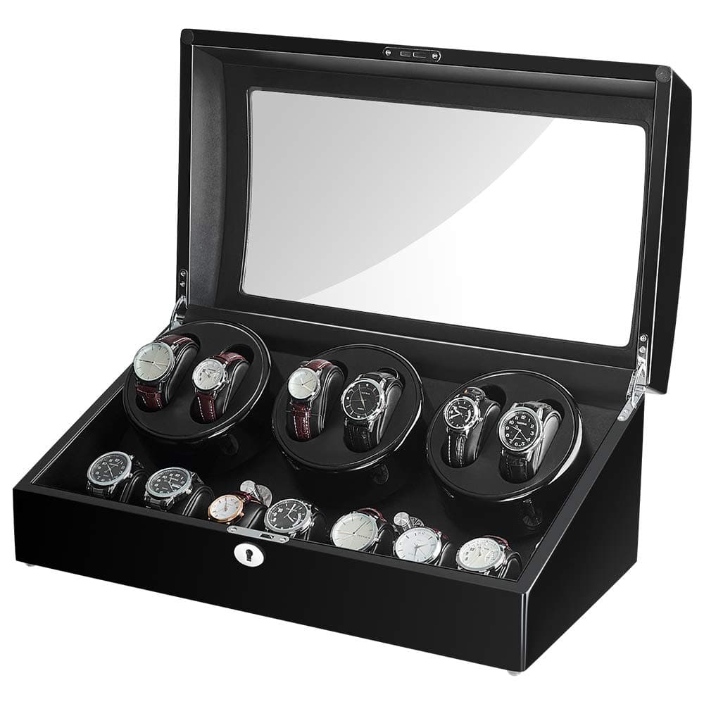 Automatic Watch Winder for 6 Watches with 7 Storage Display Box Case with Mabuchi Motor