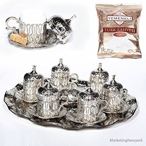 27 Pc Ottoman Turkish Greek Arabic Coffee Espresso Serving Cup Saucer (Silver) by Akmetal