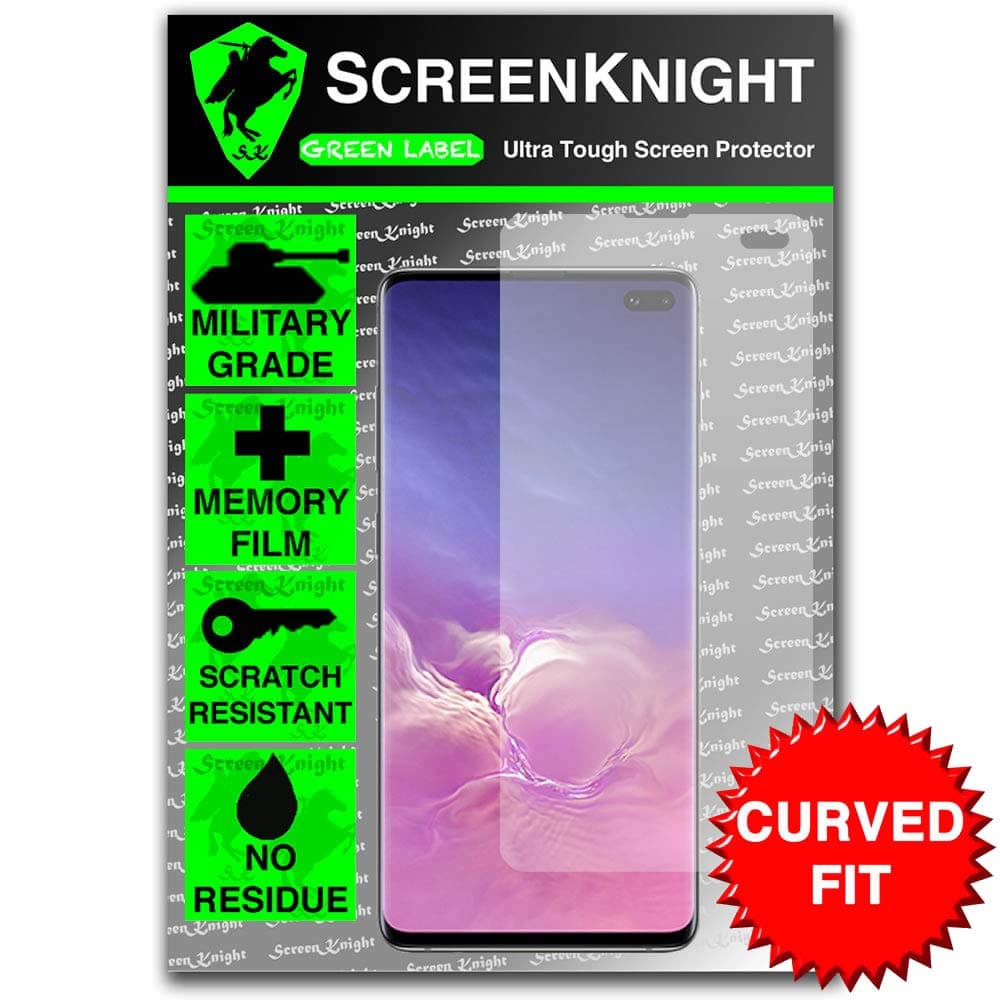 ScreenKnight Samsung Galaxy S10+ Screen Protector - [For Galaxy S10 Plus Curved Fit - Front Military shield - Front
