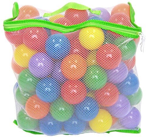 Non-Toxic 100 Phthalate Free Crush Proof 6.5cm Quality Non-Recycled Pit Balls w/ Mesh Tote &amp; Test Reports: 6 Colors - Red, Orange, Yellow, Green, Blue, and Purple by Wonder Playball