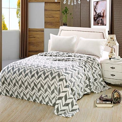 Arrow Chevron Micro Plush Blanket Grey [Queen 86 x 86]