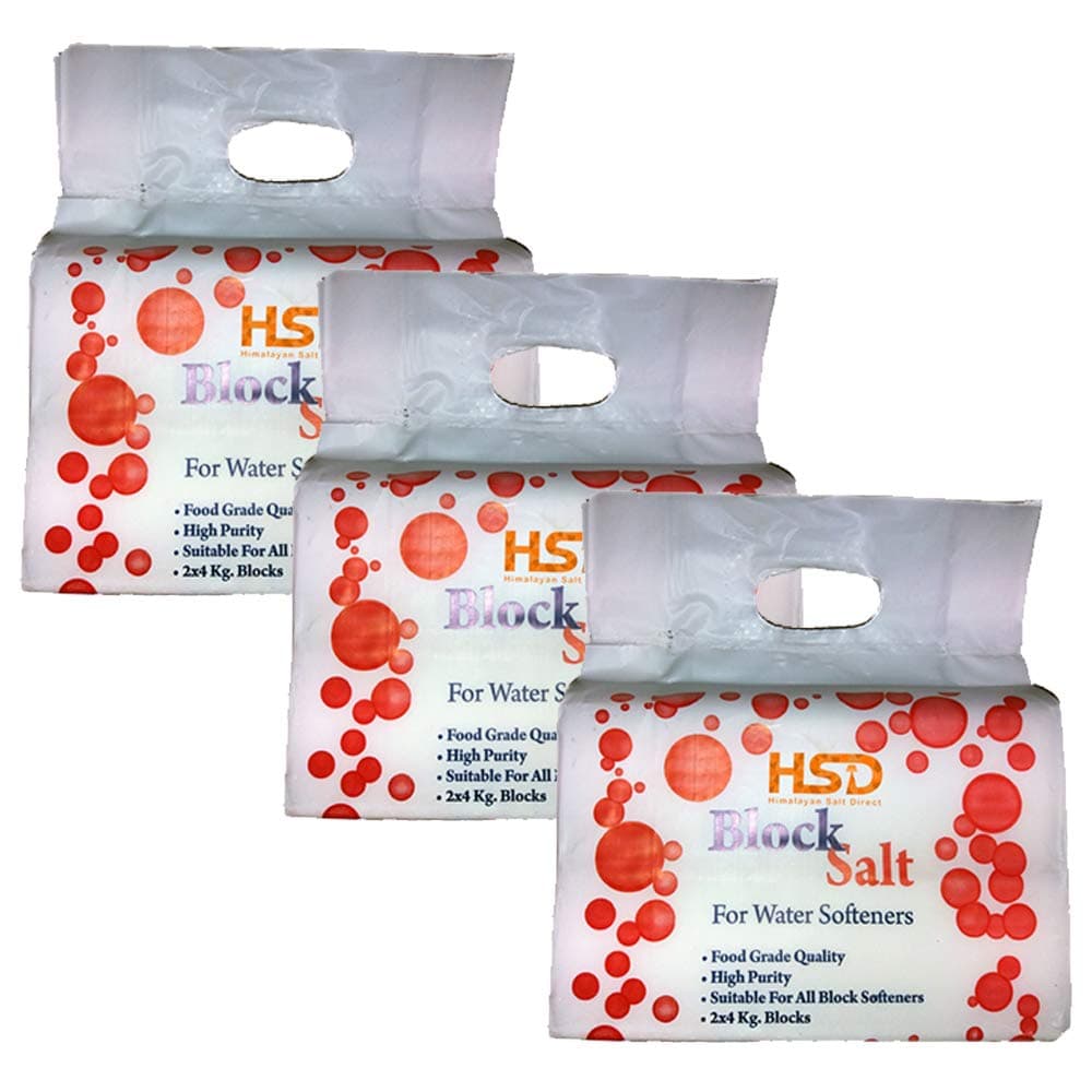 HSD Himalayan Salt Direct Block Salt (3 Pack - 6 Block Salt) Compatible to All Water Softner Machines Harvey’s, Kinetico, Aquasol 100% Genuine British Salt Block, Block Salt of Premium Quality