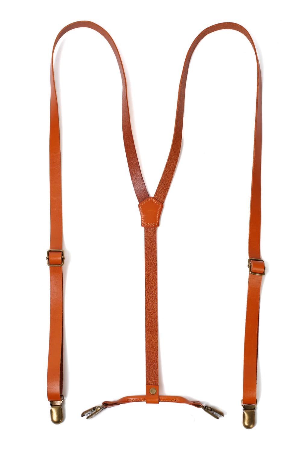 ROCKCOW Men Top Layer Leather Supenders for Men Solid Leather Suspenders with Clips