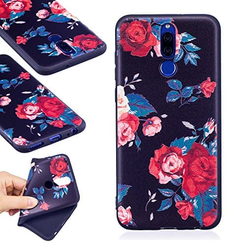 DANHUA HuaWei Mate10 Lite case [Scratch Resistant] Premium Flexible Soft Anti Slip TPU Case Ultra Protective Case Protection Bumper Cartoon Case[Red Flower]