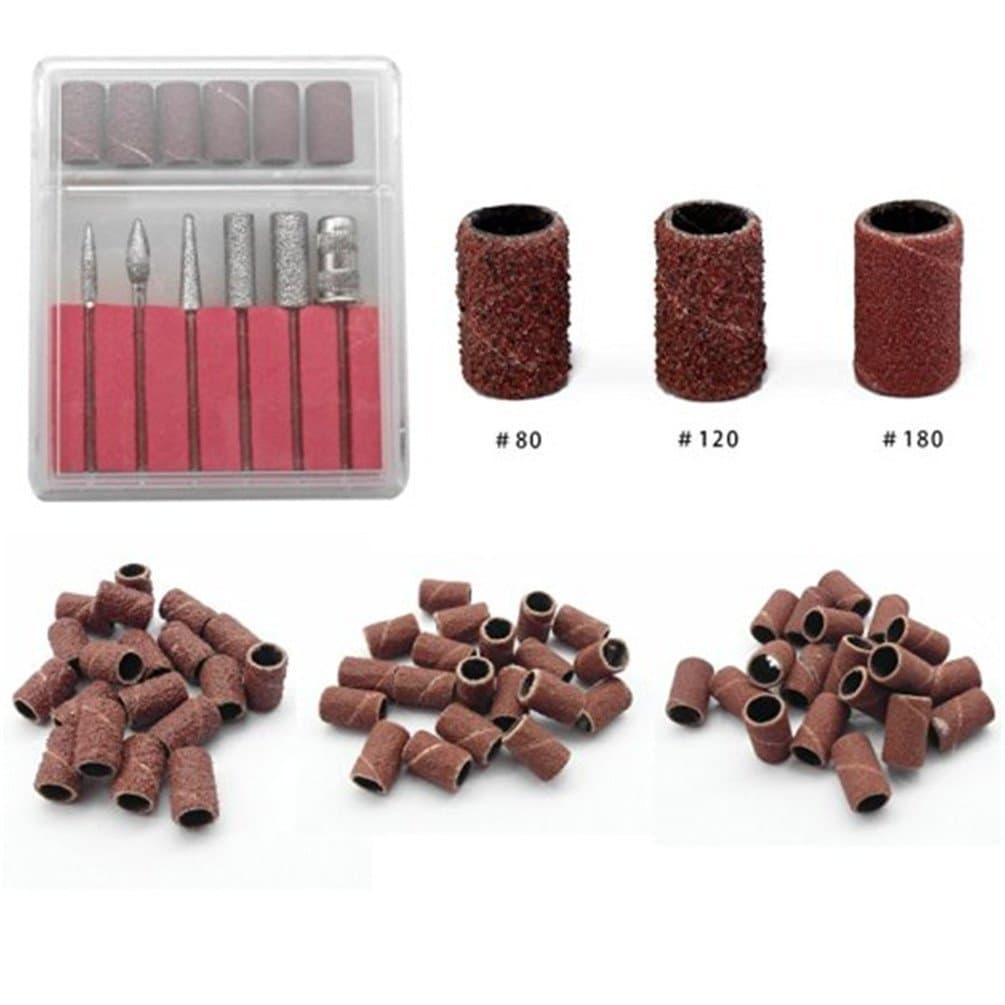 2in1 Comb Set 6PCS Nail Drill Bits Manicure & 150 PCS Nail Drill Sanding Bands Roll 80" 120" 180" (Drill+Roll)