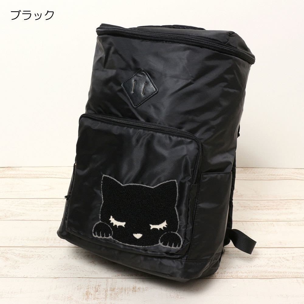 Casual Backpack Daypack Large 45cm with Cat Patch - Osumashi Pooh Chan Cat – Black from Japan
