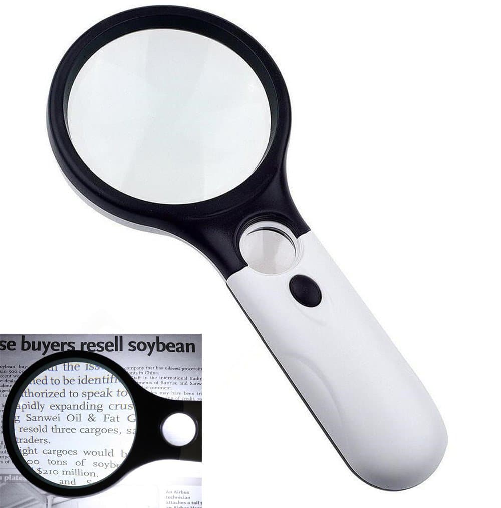 Emwel Magnifier 3 LED Light, 3X 45X Handheld Illuminated Magnifier Super High Clarity Lighted Reading Magnifying Glass Lens Jewelry Loupe Crafts - 3 x AAA Batteries Not Included …