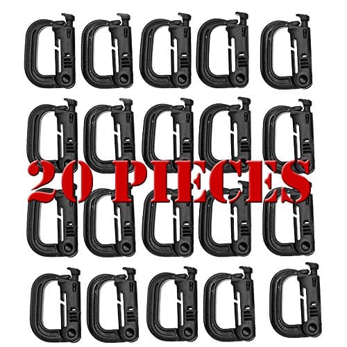 Into the Wild Multipurpose D-Ring Grimloc Locking for Molle Webbing (Black) (20pcs)