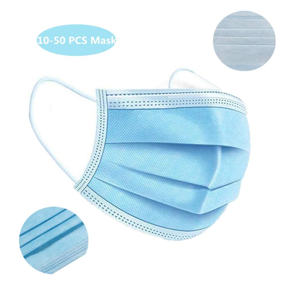 3 Ply Disposable Face Cover with Elastic Ear Loops - 10 PCS - Soft & Comfortable Filter Safety Face Cover for Dust Protection - Protective (10PCS)