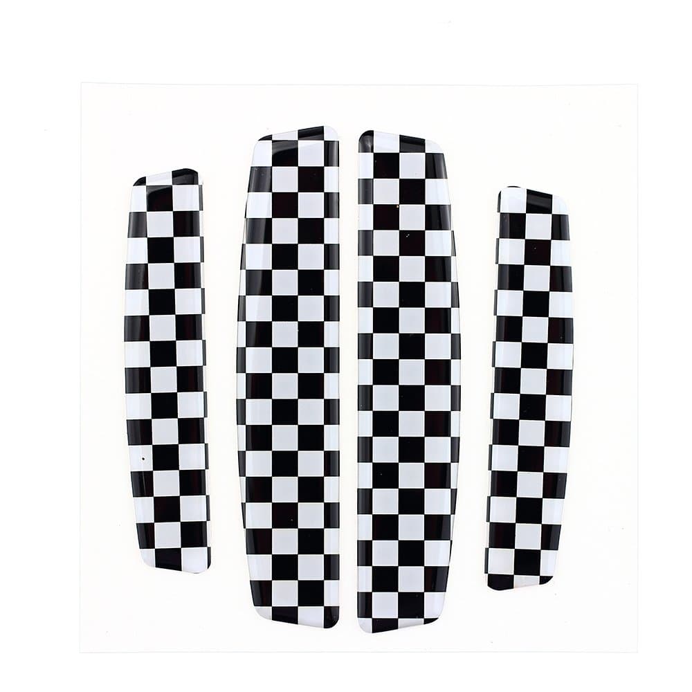 4pcs New Universal Checkerboard Racing Flag Silicone Anti-Rub Exterior Car Side Door Edge Protection Trim Sticker for Mini Cooper