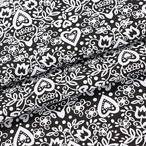 Sheicon Cotton Heavy Canvas Fabric Printed Tablecloth Sofa Covers Sewing DIY Material by The Metre 100x150cm (39"x59") Color Heart Size 1 metre
