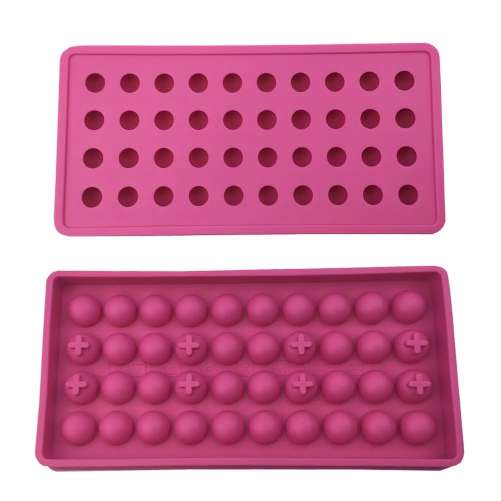Mydio 2 Pack 40 Tray Mini Ice Ball Moulds DIY Moulds Tool,Great for Candy Pudding Jelly Milk Juice Chocolate Mould or Cocktails & Whiskey Particles (Hot Pink)